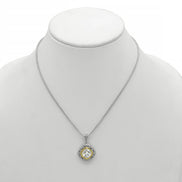 CLEAR CRYSTAL SILVER FILIGREE PENDANT NECKLACE #93061EH-CLR (FD18)