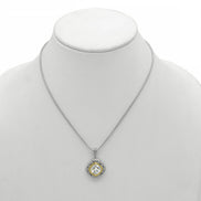 CLEAR CRYSTAL SILVER FILIGREE PENDANT NECKLACE #93061EH-CLR (FD18)