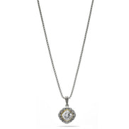 CLEAR CRYSTAL SILVER FILIGREE PENDANT NECKLACE #93061EH-CLR (FD18)