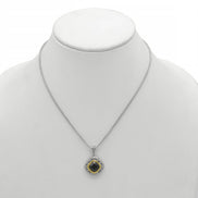 BLACK CRYSTAL SILVER FILIGREE PENDANT NECKLACE #93061EH-JET (FD18)