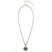 AMETHYST CRYSTAL SILVER FILIGREE PENDANT NECKLACE  #93061EH-AM (FC18)