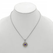 AMETHYST CRYSTAL SILVER FILIGREE PENDANT NECKLACE  #93061EH-AM (FC18)