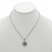 AMETHYST CRYSTAL SILVER FILIGREE PENDANT NECKLACE  #93061EH-AM (FC18)