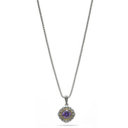 AMETHYST CRYSTAL SILVER FILIGREE PENDANT NECKLACE  #93061EH-AM (FC18)