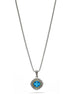 AQUA BLUE CRYSTAL SILVER FILIGREE PENDANT NECKLACE #93061EH-AQ (FD19)