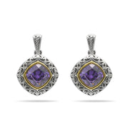 AMETHYST CRYSTAL SILVER FILIGREE EARRINGS #93061ER-AM (FC18)