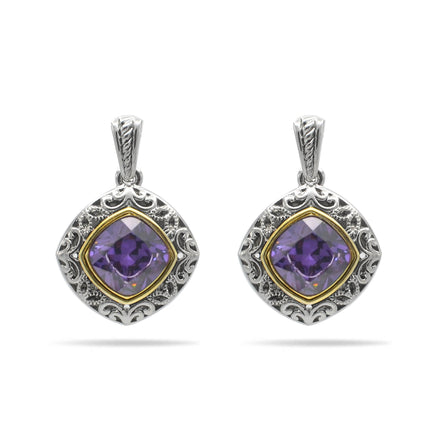 AMETHYST CRYSTAL SILVER FILIGREE EARRINGS #93061ER-AM (FC18)