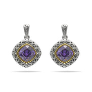 AMETHYST CRYSTAL SILVER FILIGREE EARRINGS #93061ER-AM (FC18)