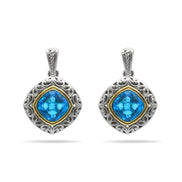 AQUA BLUE CRYSTAL SILVER FILIGREE EARRINGS # 93061ER-AQ (FD19)