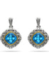 AQUA BLUE CRYSTAL SILVER FILIGREE EARRINGS # 93061ER-AQ (FD19)