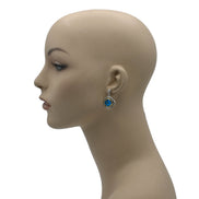 AQUA BLUE CRYSTAL SILVER FILIGREE EARRINGS # 93061ER-AQ (FD19)