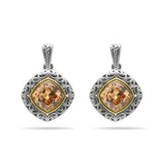 CHAMPAGNE CRYSTAL SILVER FILIGREE EARRINGS # 93061ER-CHAM (FD19)