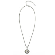 CLEAR CRYSTAL SILVER FILIGREE PENDANT NECKLACE #93061EH-CLR (FD18)