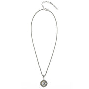 CLEAR CRYSTAL SILVER FILIGREE PENDANT NECKLACE #93061EH-CLR (FD18)