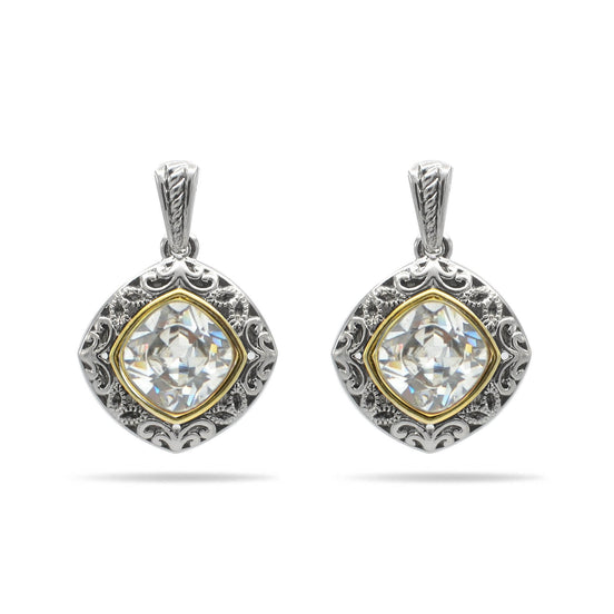 CLEAR CRYSTAL SILVER FILIGREE EARRINGS #93061ER-CLR (FD18)