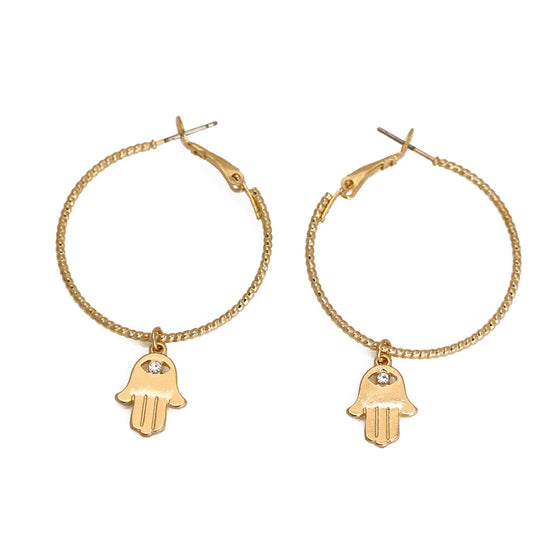 GOLD HAMSA CHARM EARRINGS #SQMJY1105-1G (MG2)