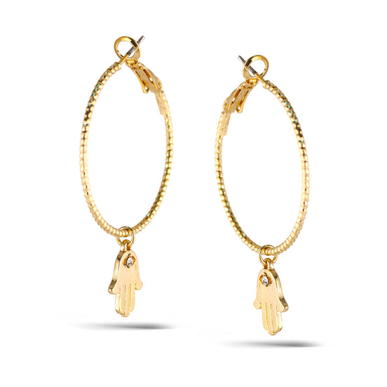 GOLD HAMSA CHARM EARRINGS #SQMJY1105-1G (MG2)