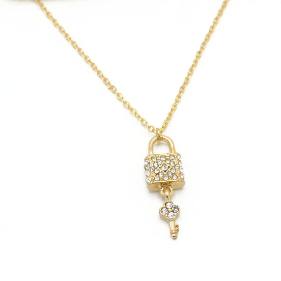 GOLD LOCK AND KEY NECKLACE #SQXL191101G (EH4)