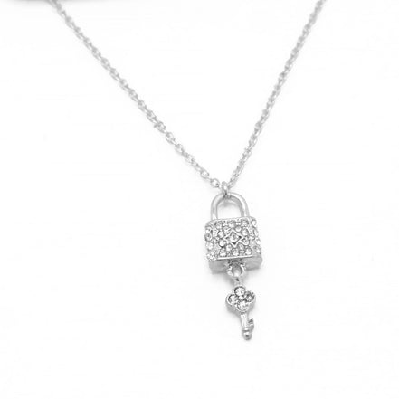 SILVER LOCK AND KEY NECKLACE #SQXL191101S (EH4)