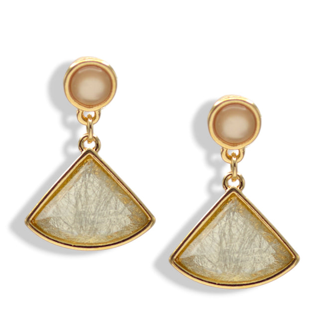 Gold-Tone Faceted Resin Inlay Dangle Earrings 1.7" #SW19122508GRY (GG9/HD4)