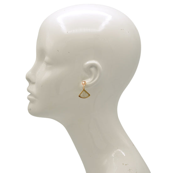 Gold-Tone Faceted Resin Inlay Dangle Earrings 1.7" #SW19122508GRY (GG9/HD4)