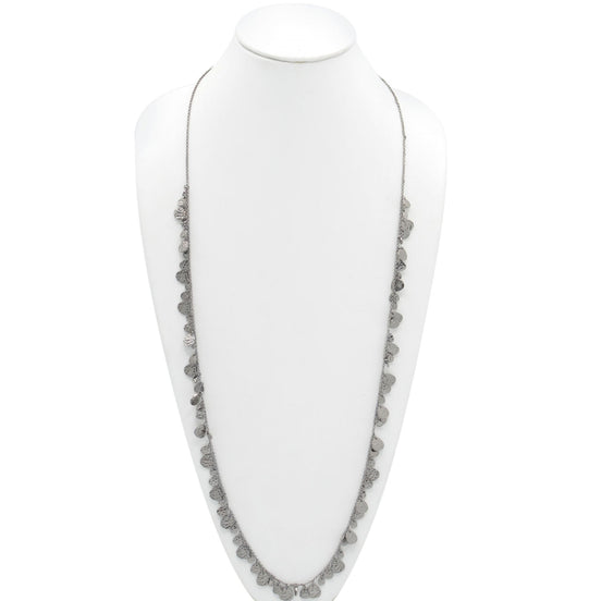 SILVER LONG CHAIN NECKLACE #SQGN20010913S(LE15)