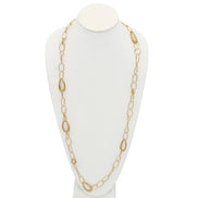 GOLD TEARDROP LINK LONG NECKLACE#SQGN20011002G