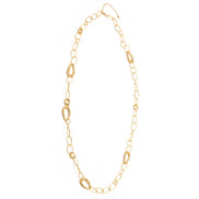 GOLD TEARDROP LINK LONG NECKLACE#SQGN20011002G