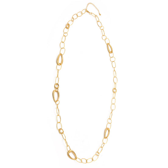 GOLD TEARDROP LINK LONG NECKLACE#SQGN20011002G