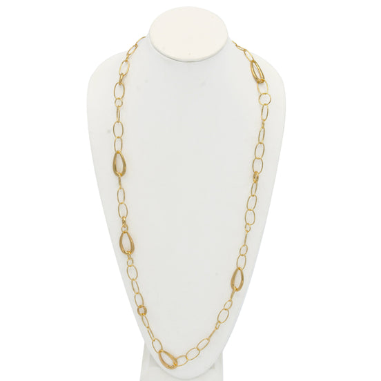GOLD TEARDROP LINK LONG NECKLACE#SQGN20011002G