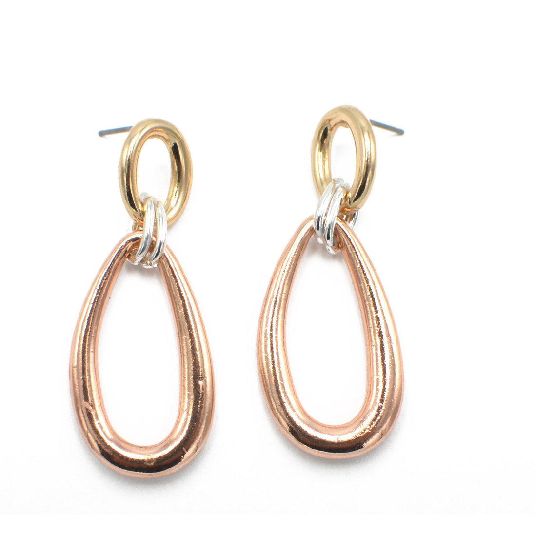 TRI-TONE TEARDROP EARRINGS #SQGN20011003TR (SF6)