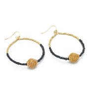 GOLD BALL AND BLACK BEADS DROP EARRINGS #SQGN9122604BK