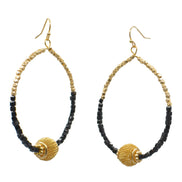 GOLD BALL AND BLACK BEADS DROP EARRINGS #SQGN9122604BK
