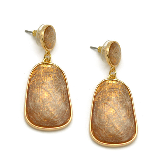 GOLD CHAMPAGNE GEOMETRIC FACETED DANGLE DROP EARRINGS #SQGN9122607CH