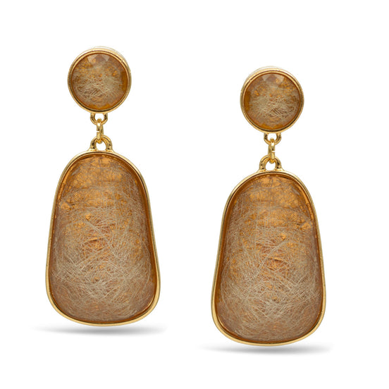 GOLD CHAMPAGNE GEOMETRIC FACETED DANGLE DROP EARRINGS #SQGN9122607CH