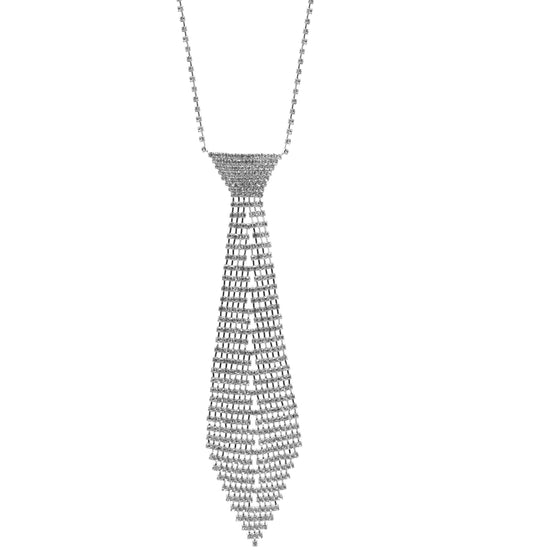 RHINESTONE CRYSTAL TIE LONG TASSEL NECKLACE #SQXX9122601 Women cry tie necklace(TD2-3)