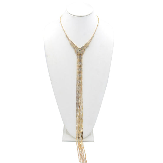 Sparkling Women’s 42-Inch Gold-Tone Rhinestone Y-Lariat Drop Necklace | Statement Party & Formal Jewelry# SQXX9122603G (JF2)