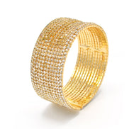 GOLD 12 ROW CRYSTAL COIL MEMORY WIRE BRACELET#SWY-18158G-12R(KNE3)