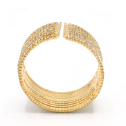 GOLD 12 ROW CRYSTAL COIL MEMORY WIRE BRACELET#SWY-18158G-12R(KNE3)