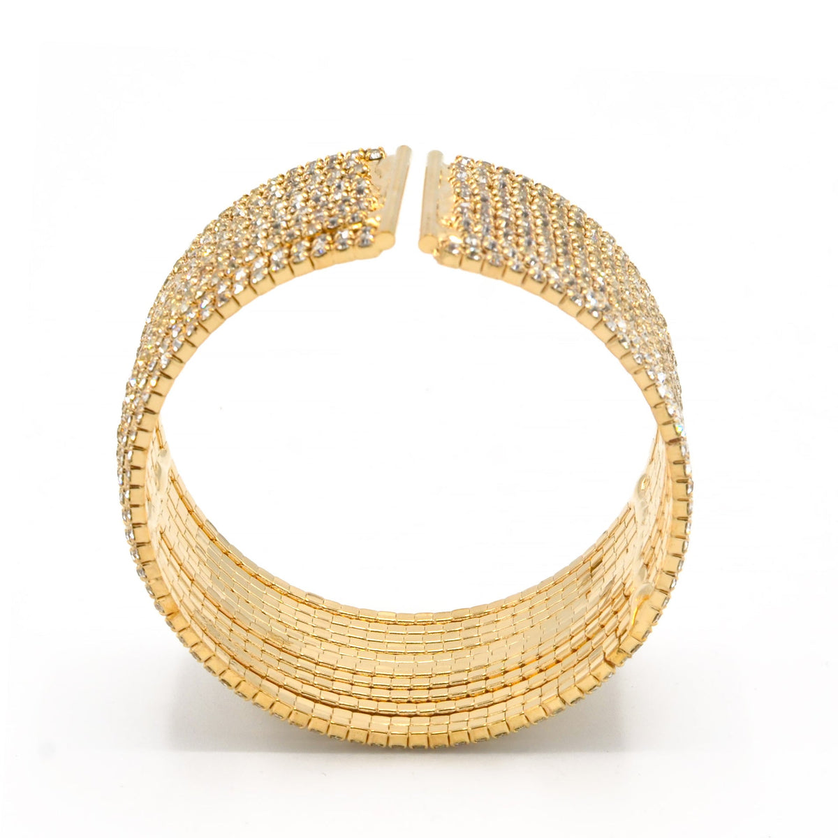 GOLD 12 ROW CRYSTAL COIL MEMORY WIRE BRACELET#SWY-18158G-12R(KNE3)