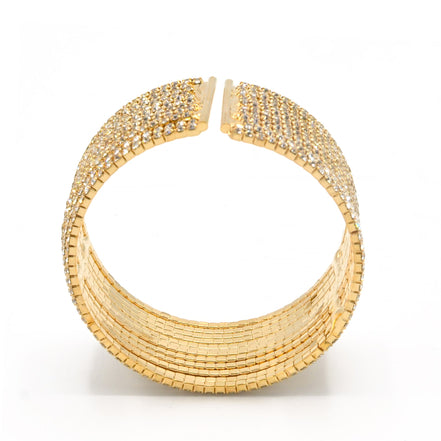 GOLD 12 ROW CRYSTAL COIL MEMORY WIRE BRACELET#SWY-18158G-12R(KNE3)