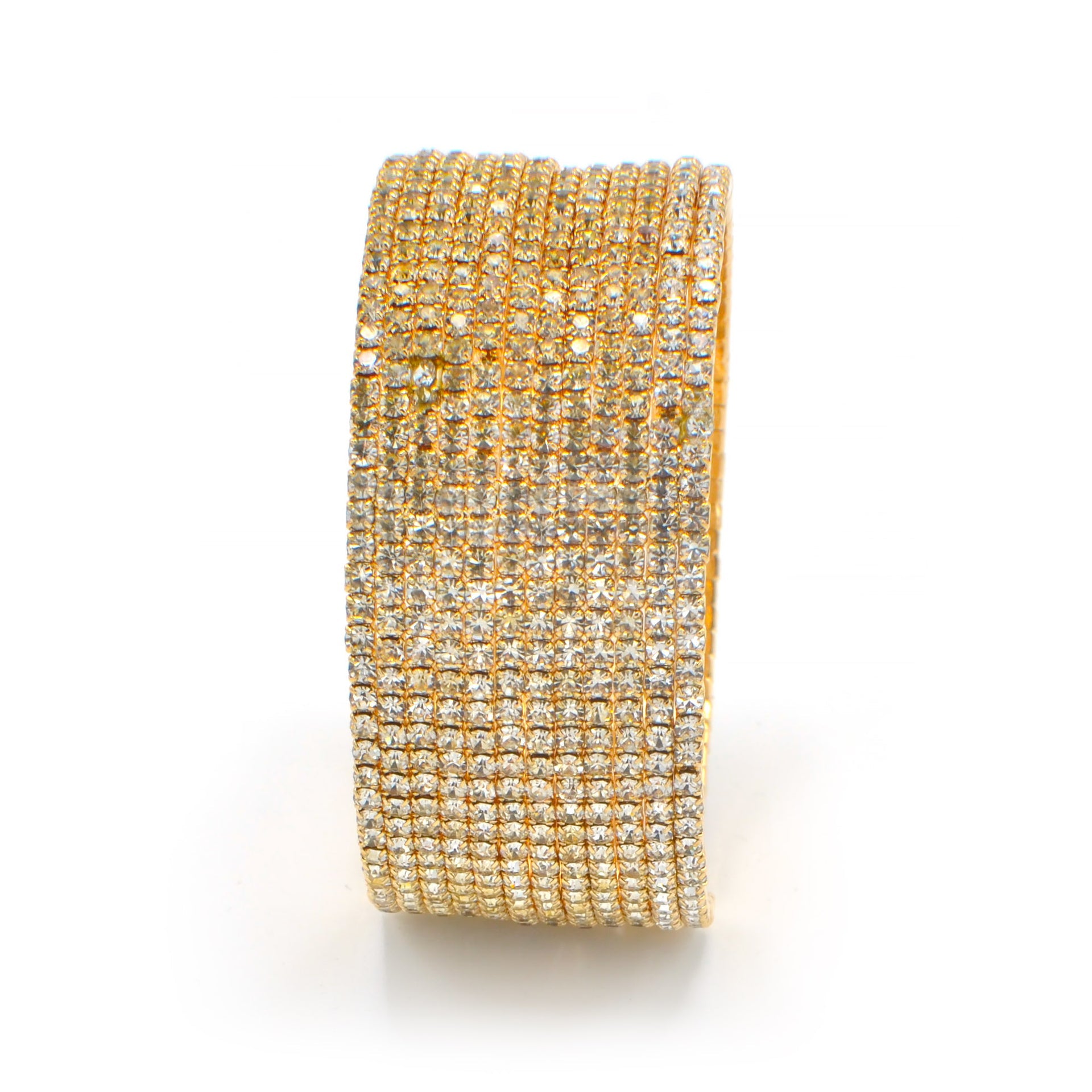 GOLD 12 ROW CRYSTAL COIL MEMORY WIRE BRACELET#SWY-18158G-12R(KNE3)