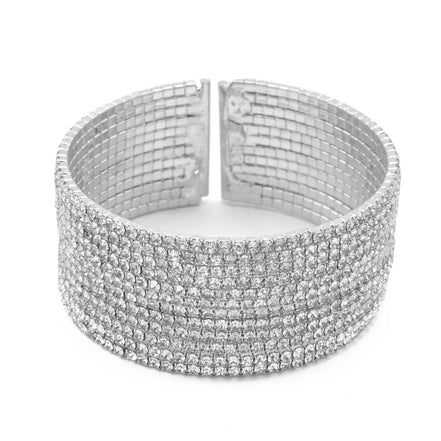 SILVER 12 ROW CRYSTAL COIL MEMORY WIRE BRACELET#SWY-18158S-12R (KND3-E4)