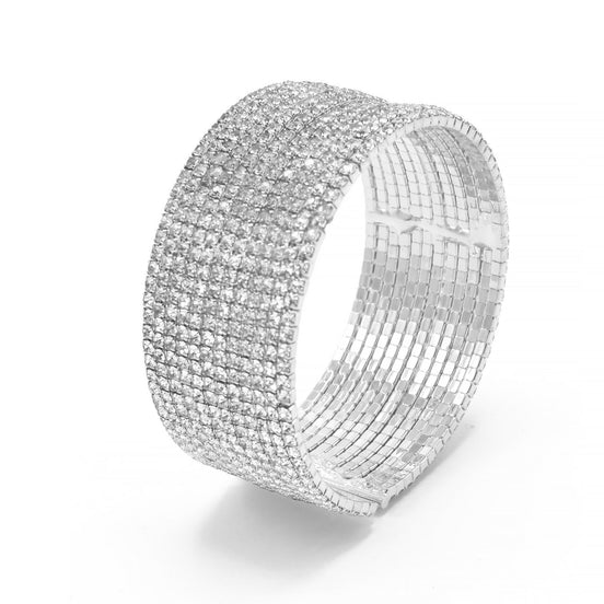 SILVER 12 ROW CRYSTAL COIL MEMORY WIRE BRACELET#SWY-18158S-12R (KND3-E4)