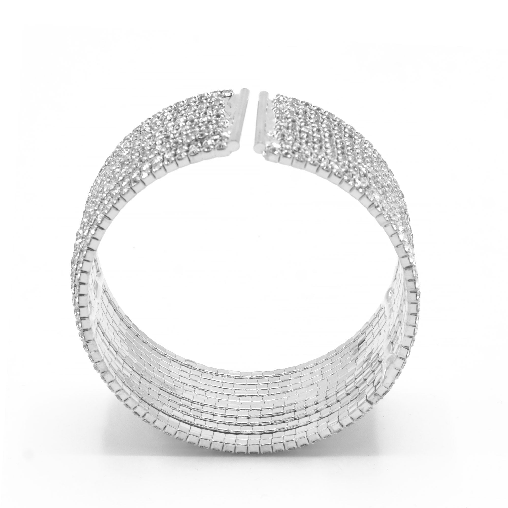 SILVER 12 ROW CRYSTAL COIL MEMORY WIRE BRACELET#SWY-18158S-12R (KND3-E4)