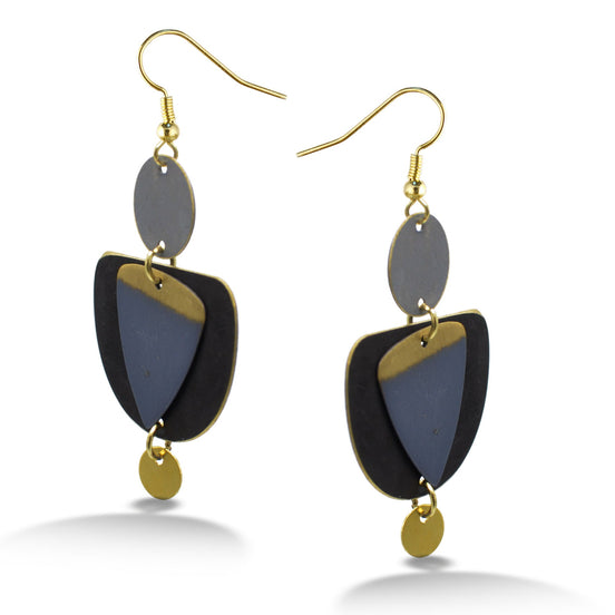 GOLD GRAY PATINA DROP EARRINGS #ER55670GREY(BF6)
