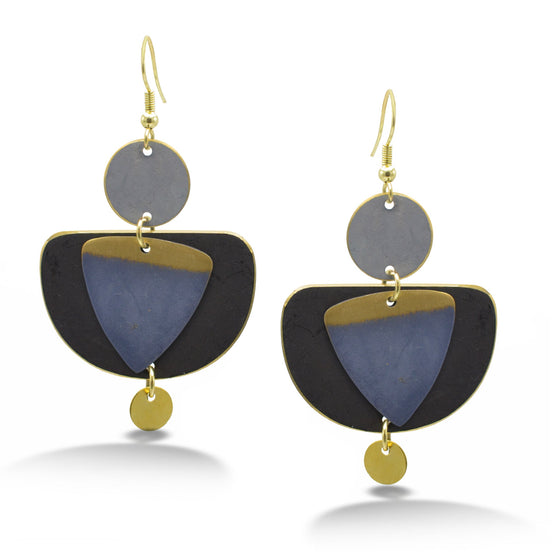 GOLD GRAY PATINA DROP EARRINGS #ER55670GREY(BF6)