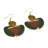 GOLD GREEN AND BROWN PATINA DROP EARRINGS #ER55670BRN(RG21)
