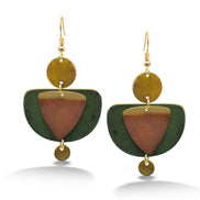 GOLD GREEN AND BROWN PATINA DROP EARRINGS #ER55670BRN(RG21)