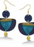 GOLD TURQUOISE BLUE PATINA DROP EARRINGS #ER55670BLUE(RG20)